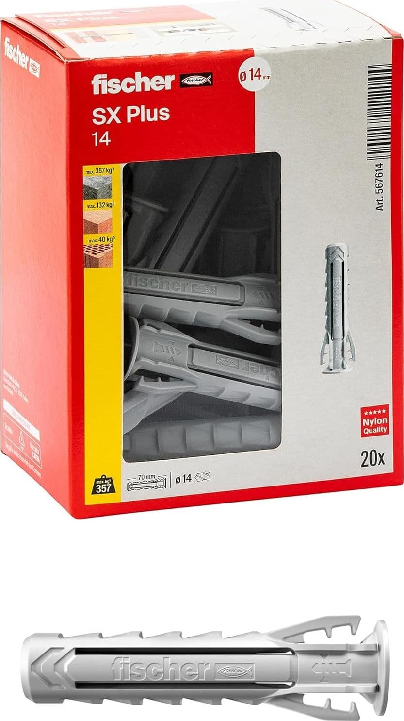 Fischer SX Plus 14mm tassello in nylon con espansione a 4 settori - 20pz in Cavicchi Aloiserw.com - Altomonte, commercioVirtuoso.it