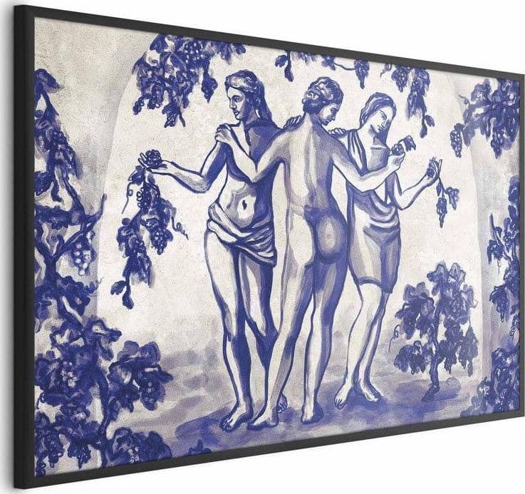 Poster - Ancient Vineyard - three women in a portal painted in blue ink in Poster e stampe Collezione Casa - Trebisacce, commercioVirtuoso.it