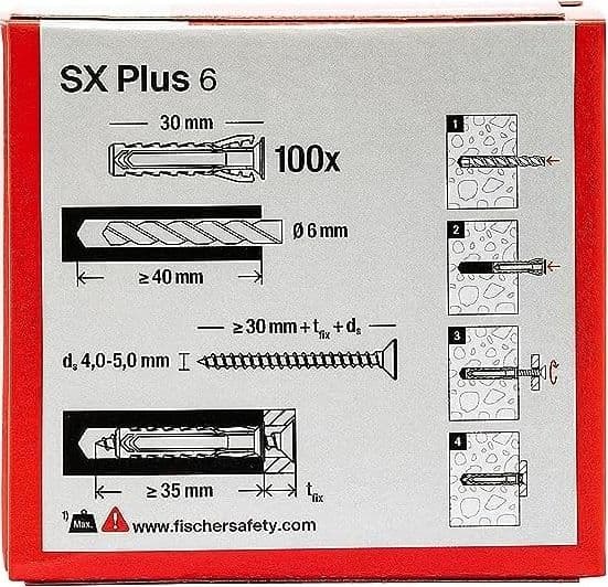 Fischer SX Plus 6mm tassello in nylon con espansione a 4 settori - 100pz in Tasselli a espansione Aloiserw.com - Altomonte, commercioVirtuoso.it