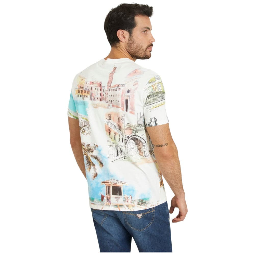 Guess t-shirt bianca con stampa Riviera M4GI54 K9RM1 T-shirt Guess