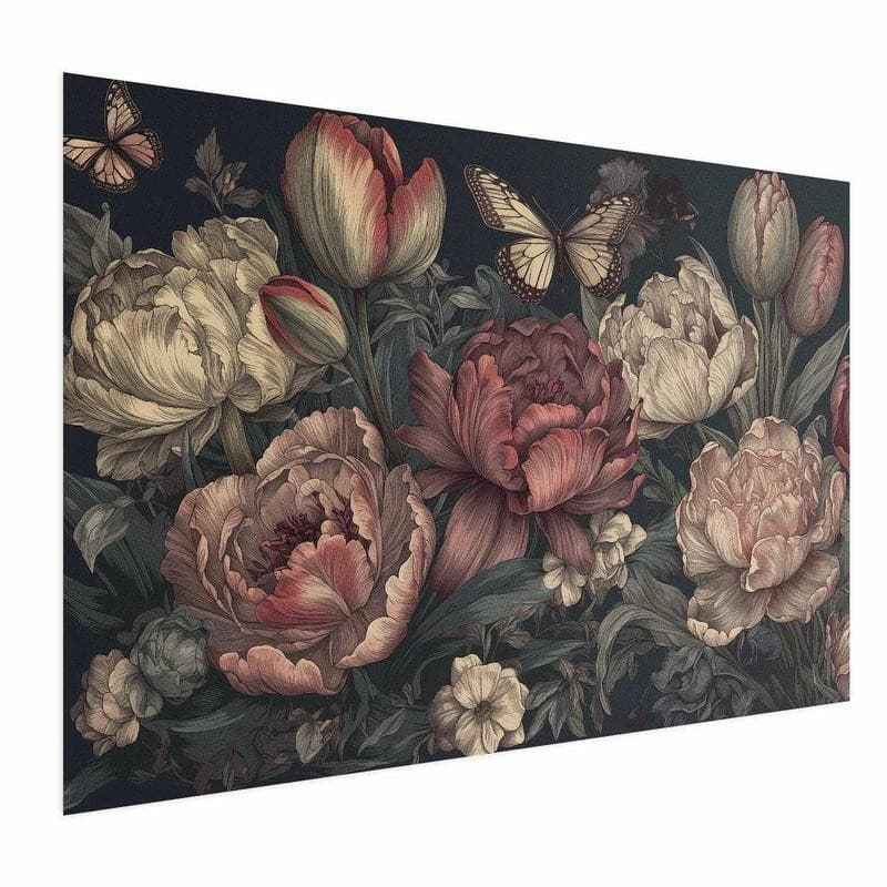 Poster - Flowers on a Turquoise Background in Poster e stampe Collezione Casa - Trebisacce, commercioVirtuoso.it