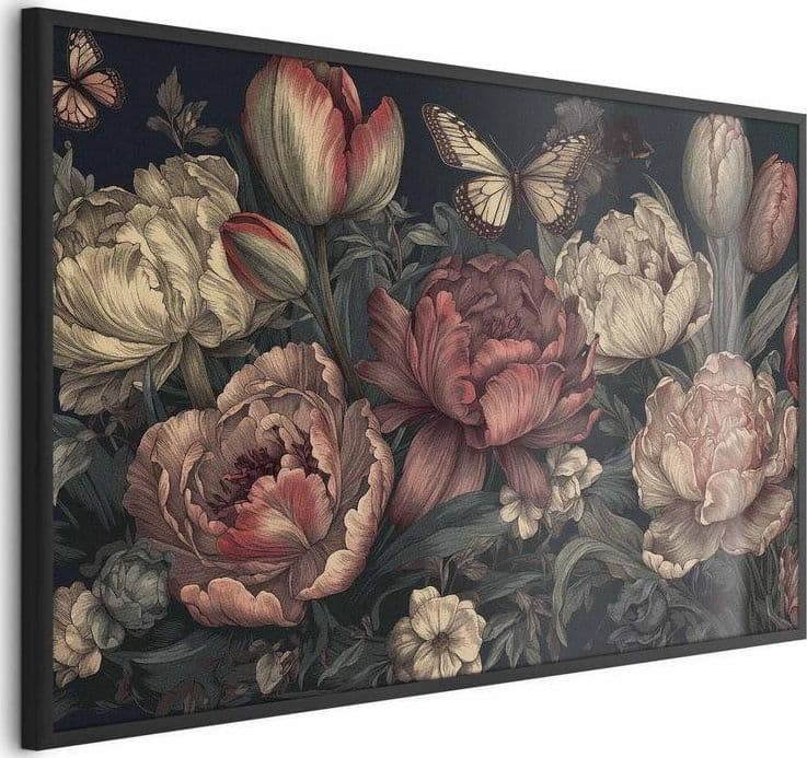 Poster - Flowers on a Turquoise Background in Poster e stampe Collezione Casa - Trebisacce, commercioVirtuoso.it