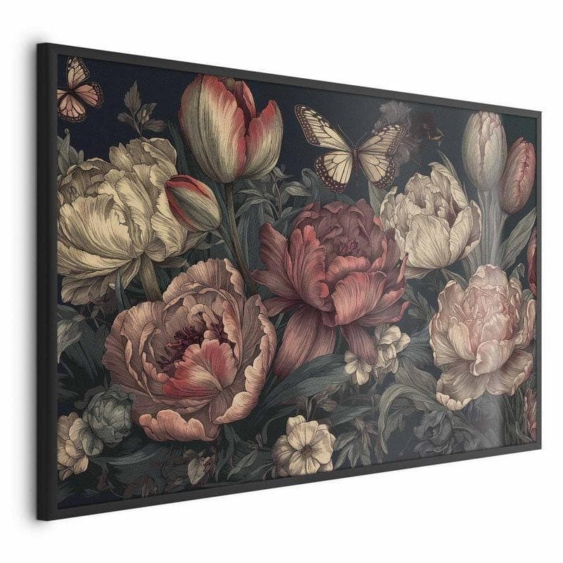 Poster - Flowers on a Turquoise Background in Poster e stampe Collezione Casa - Trebisacce, commercioVirtuoso.it