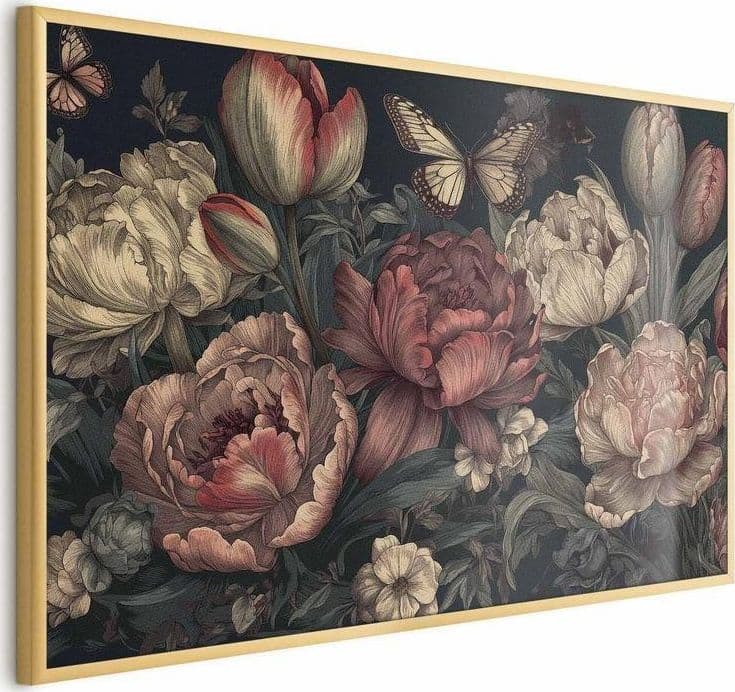 Poster - Flowers on a Turquoise Background in Poster e stampe Collezione Casa - Trebisacce, commercioVirtuoso.it