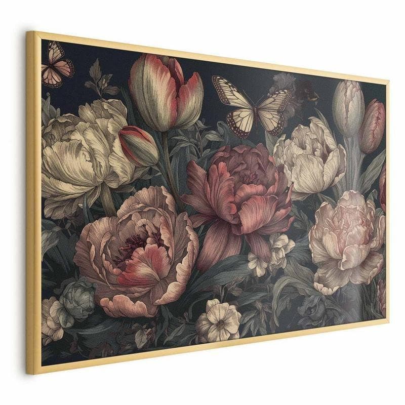 Poster - Flowers on a Turquoise Background in Poster e stampe Collezione Casa - Trebisacce, commercioVirtuoso.it