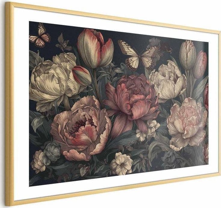 Poster - Flowers on a Turquoise Background in Poster e stampe Collezione Casa - Trebisacce, commercioVirtuoso.it