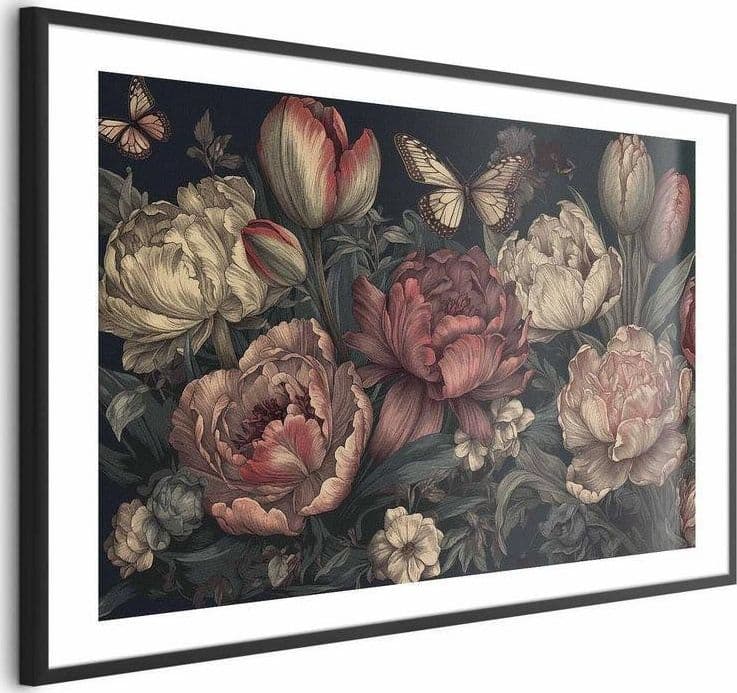 Poster - Flowers on a Turquoise Background in Poster e stampe Collezione Casa - Trebisacce, commercioVirtuoso.it
