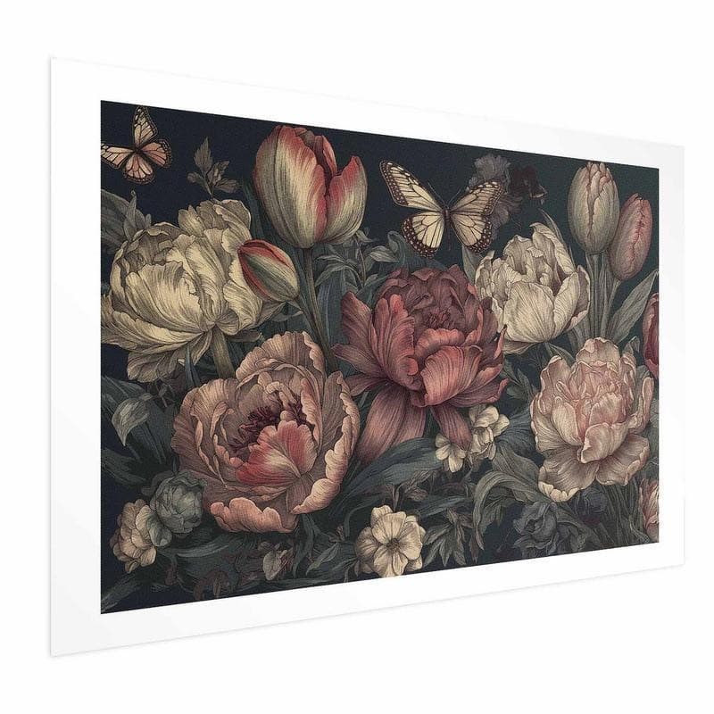 Poster - Flowers on a Turquoise Background in Poster e stampe Collezione Casa - Trebisacce, commercioVirtuoso.it