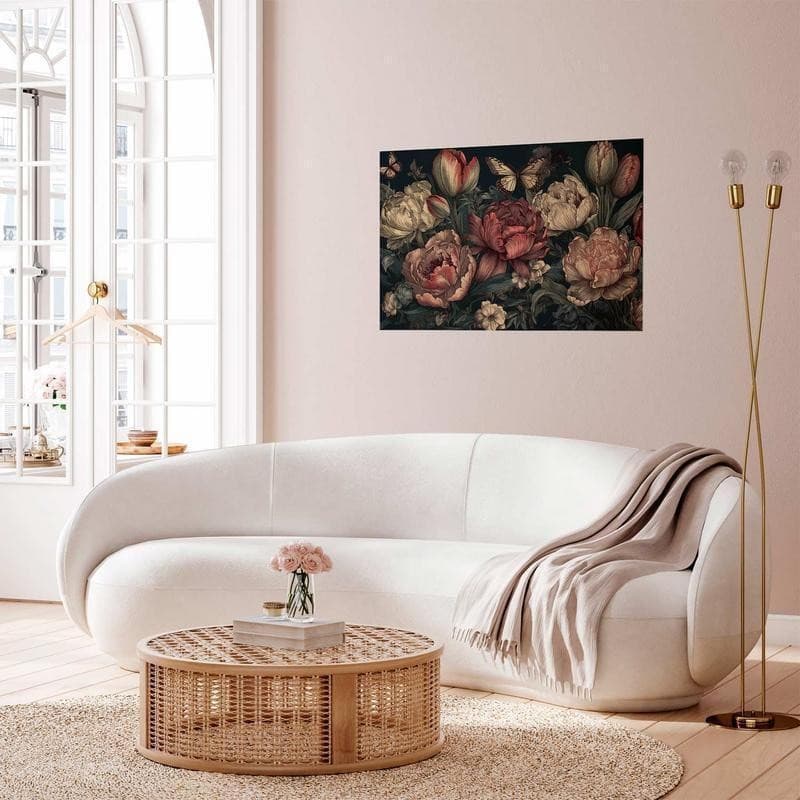 Poster - Flowers on a Turquoise Background in Poster e stampe Collezione Casa - Trebisacce, commercioVirtuoso.it