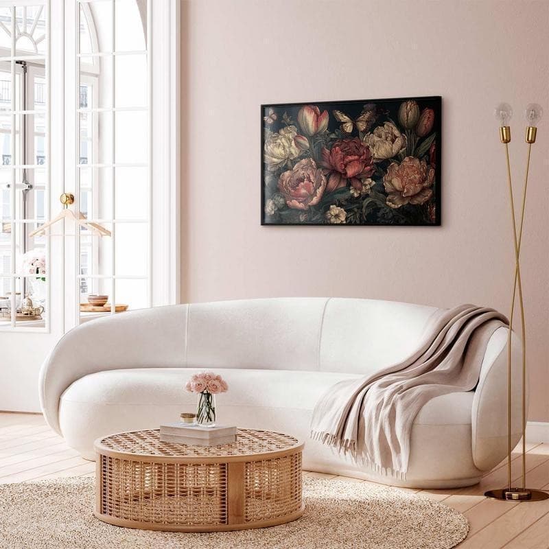 Poster - Flowers on a Turquoise Background in Poster e stampe Collezione Casa - Trebisacce, commercioVirtuoso.it