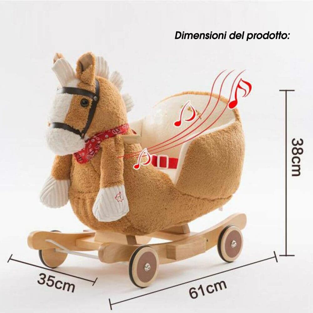 Cavallo a dondolo in legno con ruote Poni Cavalluccio Poltroncina Marrone Chiaro in Cavalli a dondolo e animali Esplodia - Napoli, commercioVirtuoso.it