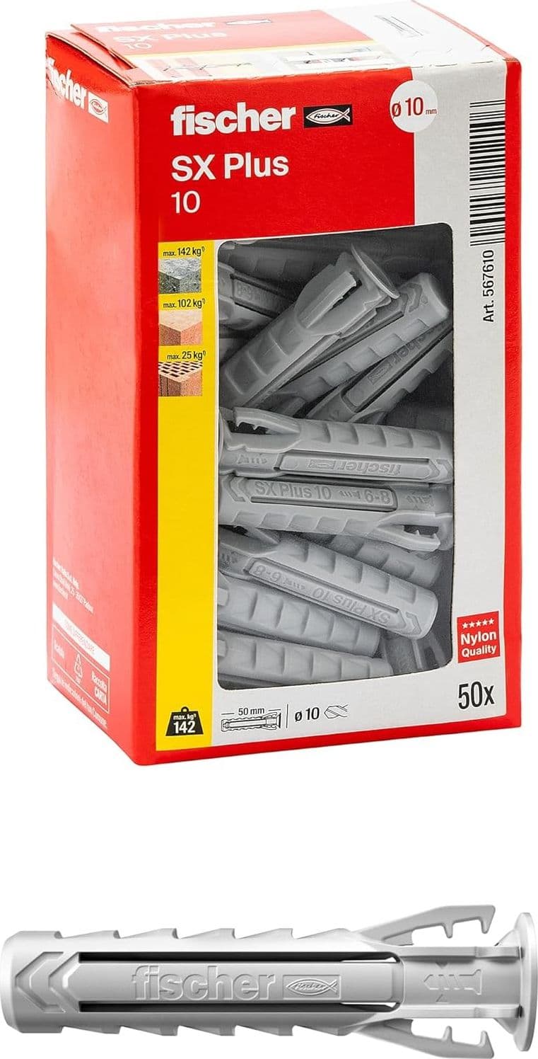 Fischer SX Plus 10mm tassello in nylon con espansione a 4 settori - 20pz in Tasselli a espansione Aloiserw.com - Altomonte, commercioVirtuoso.it