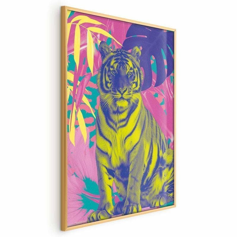 Poster - Colorful Tiger - intense colors of a tiger surrounded by tropical plants in Poster e stampe Collezione Casa - Trebisacce, commercioVirtuoso.it