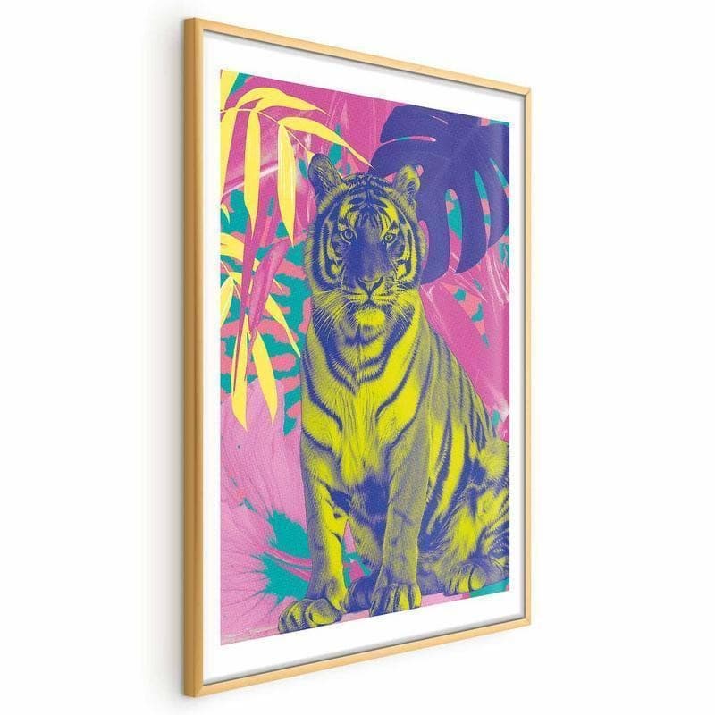 Poster - Colorful Tiger - intense colors of a tiger surrounded by tropical plants in Poster e stampe Collezione Casa - Trebisacce, commercioVirtuoso.it