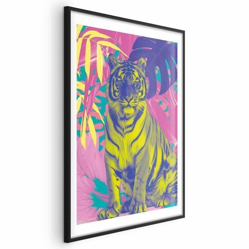 Poster - Colorful Tiger - intense colors of a tiger surrounded by tropical plants in Poster e stampe Collezione Casa - Trebisacce, commercioVirtuoso.it