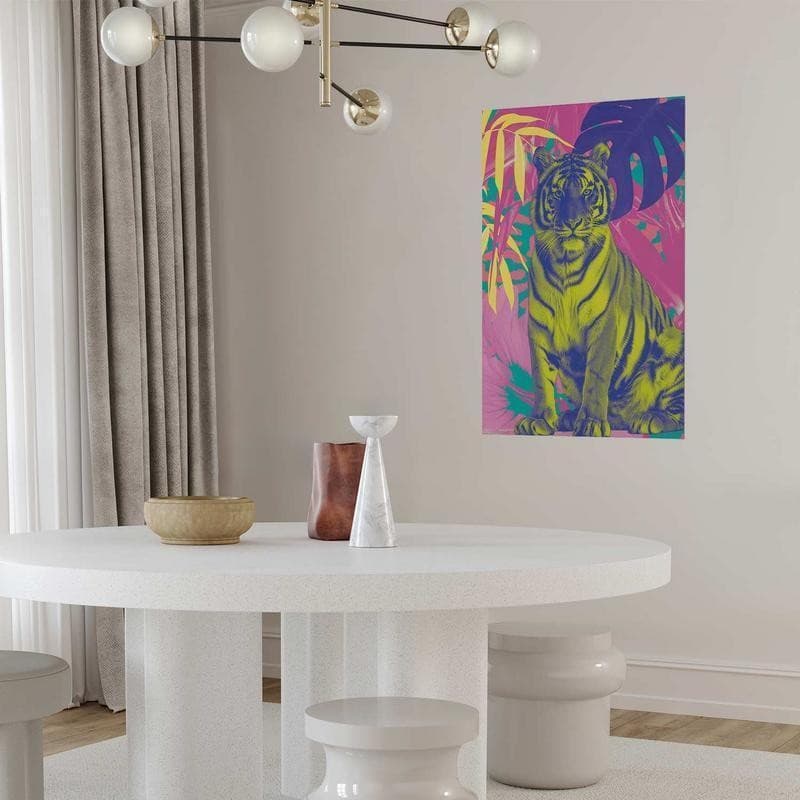 Poster - Colorful Tiger - intense colors of a tiger surrounded by tropical plants in Poster e stampe Collezione Casa - Trebisacce, commercioVirtuoso.it