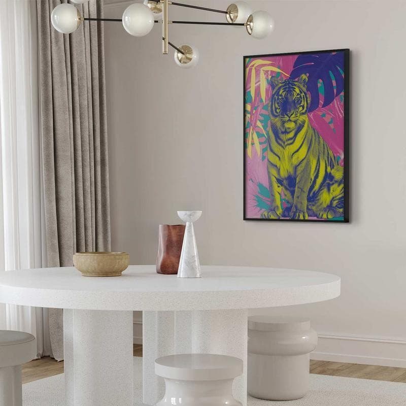 Poster - Colorful Tiger - intense colors of a tiger surrounded by tropical plants in Poster e stampe Collezione Casa - Trebisacce, commercioVirtuoso.it