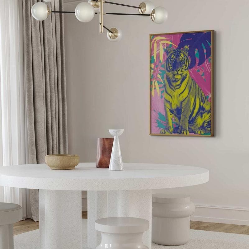 Poster - Colorful Tiger - intense colors of a tiger surrounded by tropical plants in Poster e stampe Collezione Casa - Trebisacce, commercioVirtuoso.it