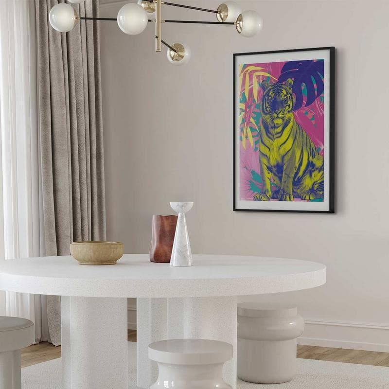 Poster - Colorful Tiger - intense colors of a tiger surrounded by tropical plants in Poster e stampe Collezione Casa - Trebisacce, commercioVirtuoso.it