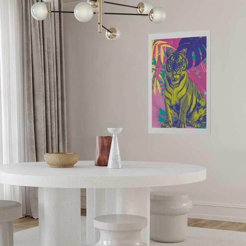 Poster - Colorful Tiger - intense colors of a tiger surrounded by tropical plants in Poster e stampe Collezione Casa - Trebisacce, commercioVirtuoso.it