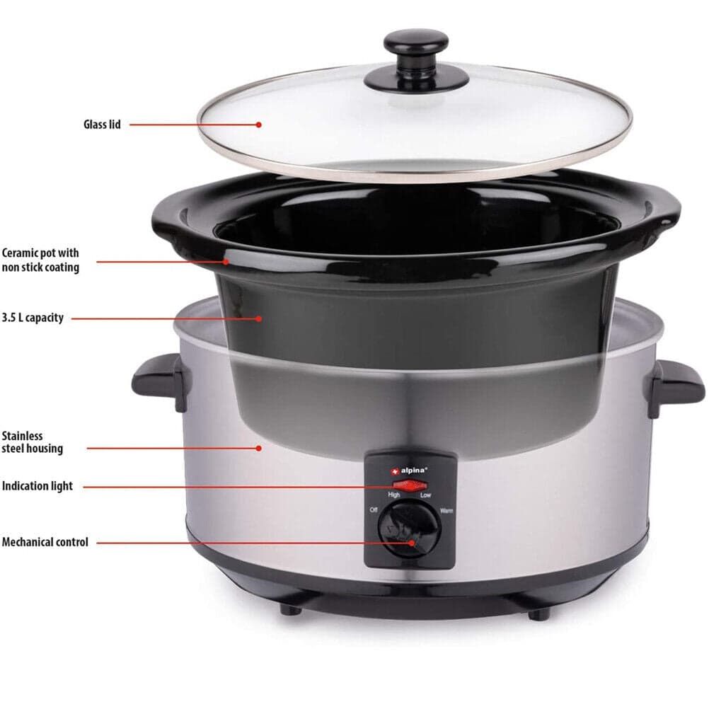 Pentola Elettrica Ovale Cottura Lenta 3,5Lt Acciaio Ceramica Antiaderente 240W in Slow Cooker Esplodia - Napoli, commercioVirtuoso.it