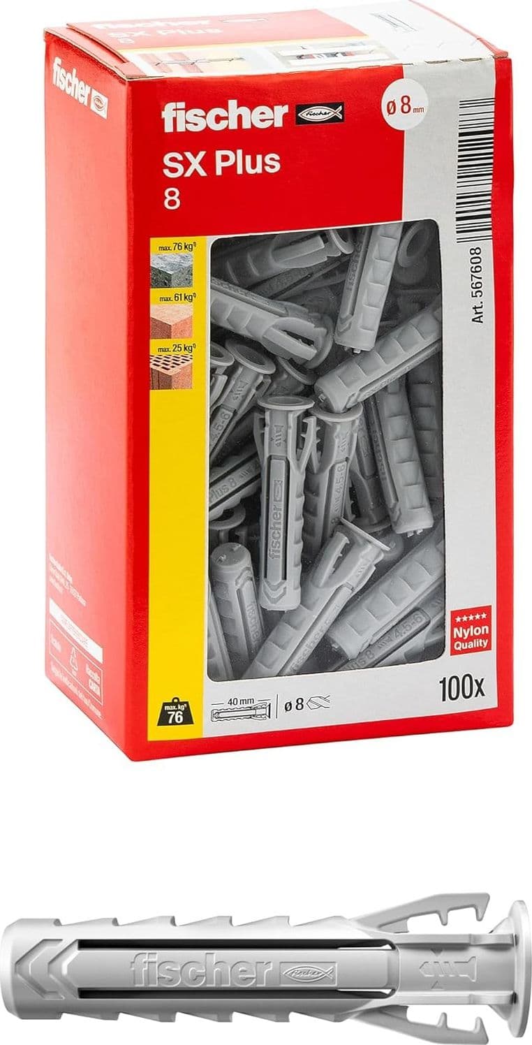 Fischer SX Plus 8mm tassello in nylon con espansione a 4 settori - 20pz in Tasselli a espansione Aloiserw.com - Altomonte, commercioVirtuoso.it