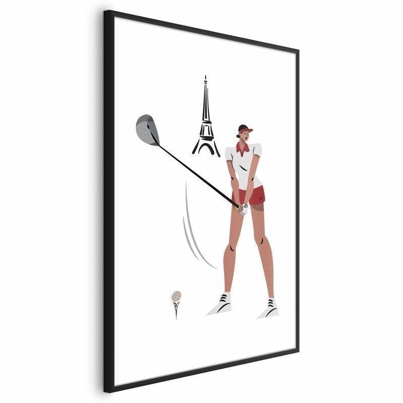 Poster - Illustration of a Female Golfer with the Eiffel Tower in the Background in Poster e stampe Collezione Casa - Trebisacce, commercioVirtuoso.it