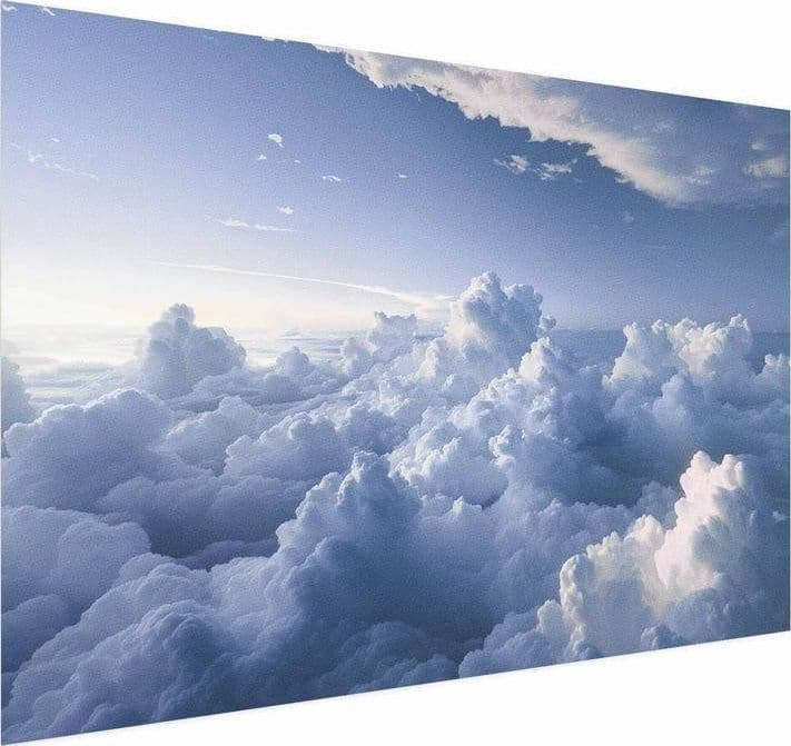 Poster - Aerial Landscapes: Sunbeams Illuminating Puffy Cloud Formations