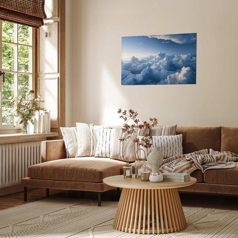 Poster - Aerial Landscapes: Sunbeams Illuminating Puffy Cloud Formations in Arazzi e tappezzeria Collezione Casa - Trebisacce, commercioVirtuoso.it