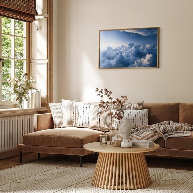 Poster - Aerial Landscapes: Sunbeams Illuminating Puffy Cloud Formations in Arazzi e tappezzeria Collezione Casa - Trebisacce, commercioVirtuoso.it