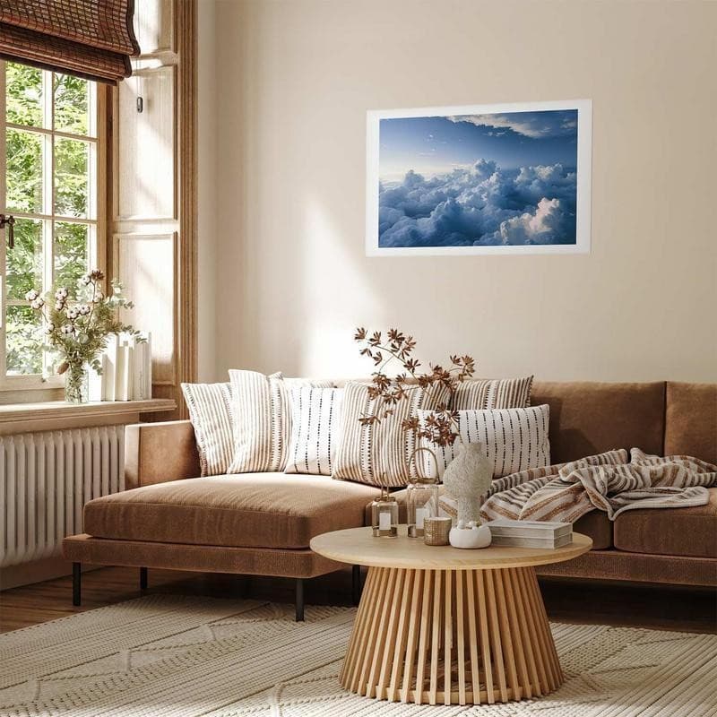 Poster - Aerial Landscapes: Sunbeams Illuminating Puffy Cloud Formations in Arazzi e tappezzeria Collezione Casa - Trebisacce, commercioVirtuoso.it