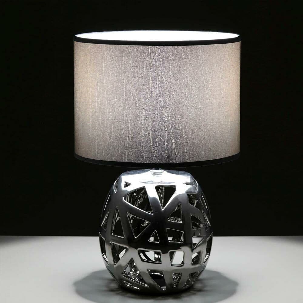 Lampada da Tavolo Lume Comodino in Ceramica Tessuto Design Moderno Abatjour Grey in Lampade da tavolo e abat-jour Esplodia - Napoli, commercioVirtuoso.it