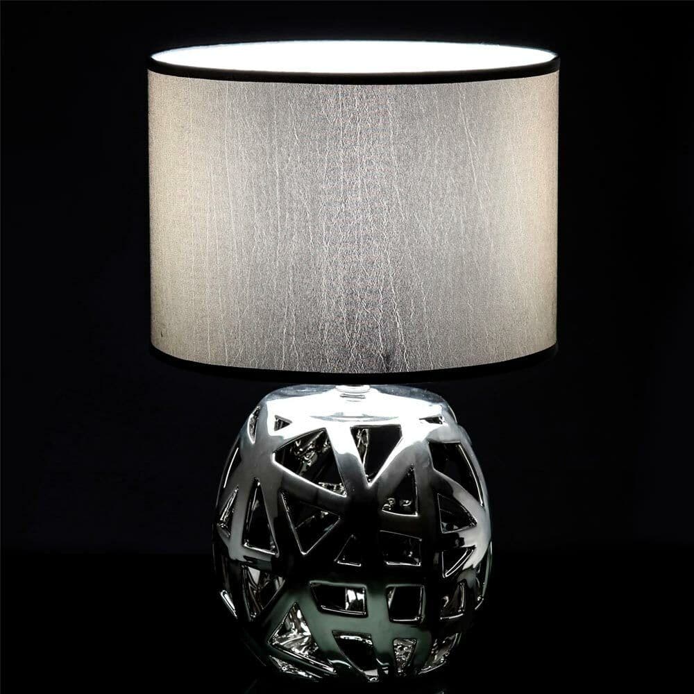 Lampada da Tavolo Lume Comodino in Ceramica Tessuto Design Moderno Abatjour Grey in Lampade da tavolo e abat-jour Esplodia - Napoli, commercioVirtuoso.it