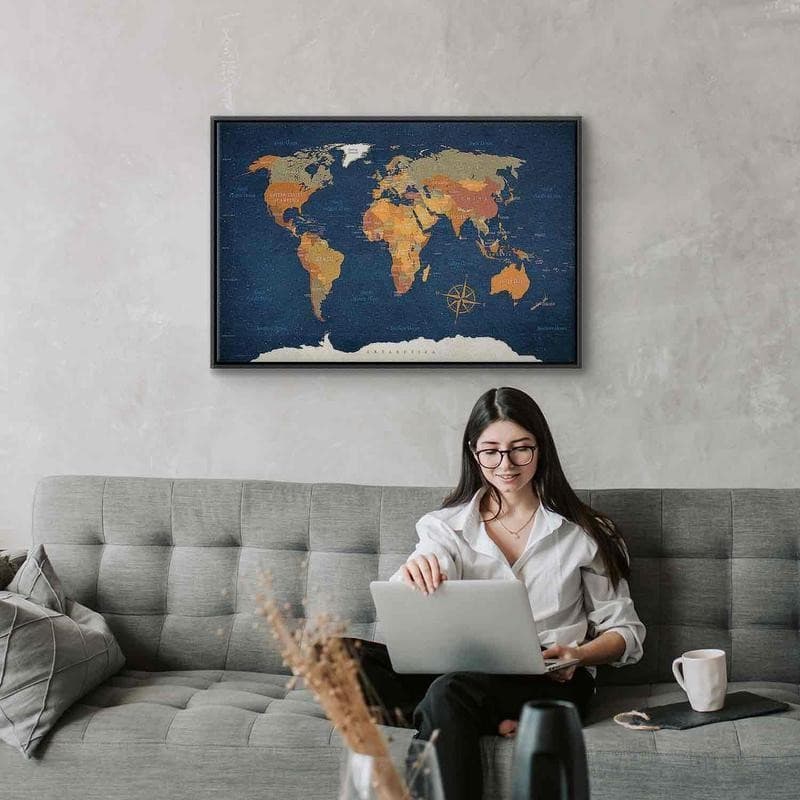 Quadro World Map: Ink Oceans in Poster e stampe Collezione Casa - Trebisacce, commercioVirtuoso.it