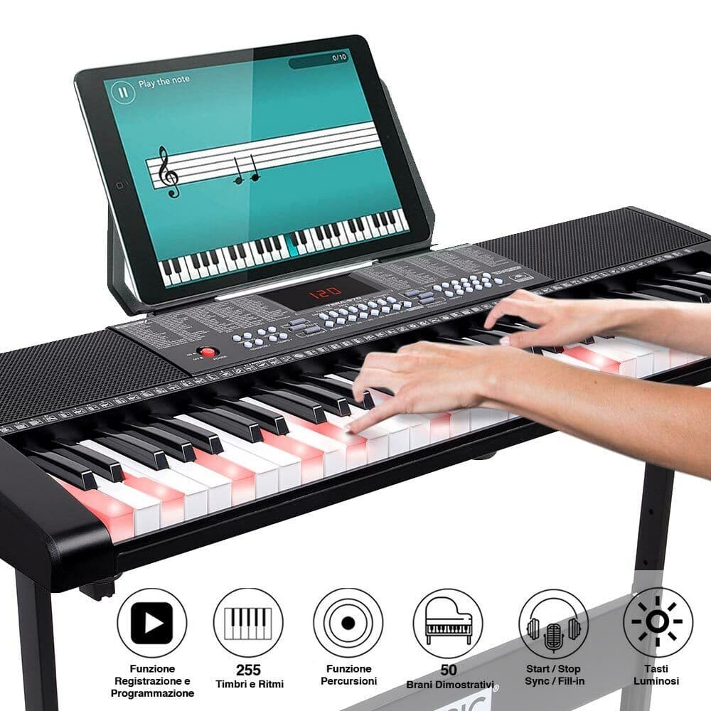 Tastiera Musicale Pianola Elettronica 61 Tasti Luminosi con Supporto e Sgabello in Pianoforti e tastiere Esplodia - Napoli, commercioVirtuoso.it