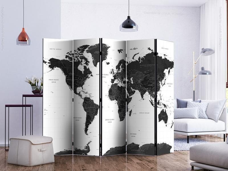 Paravento Black and White Map II [Room Dividers] in Paraventi Collezione Casa - Trebisacce, commercioVirtuoso.it