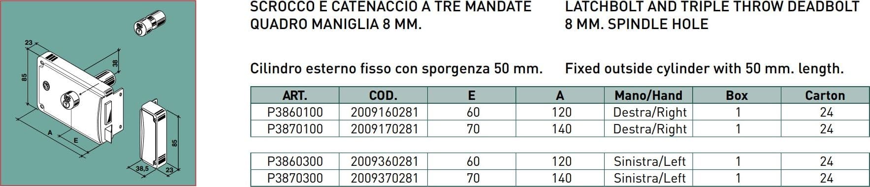 Facchinetti serratura zincata 60mm a spingere destra per portoncino da applicare in Serrature a incastro Aloiserw.com - Altomonte, commercioVirtuoso.it