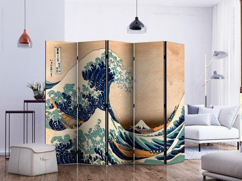 Paravento La grande onda di Kanagawa Hokusai Seppiato 5 Ante in Paraventi Collezione Casa - Trebisacce, commercioVirtuoso.it
