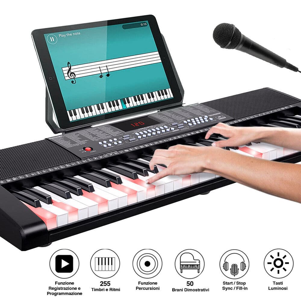 Tastiera Musicale Pianola Elettronica 61 Tasti Luminosi Pianoforte con Microfono in Pianoforti e tastiere Esplodia - Napoli, commercioVirtuoso.it