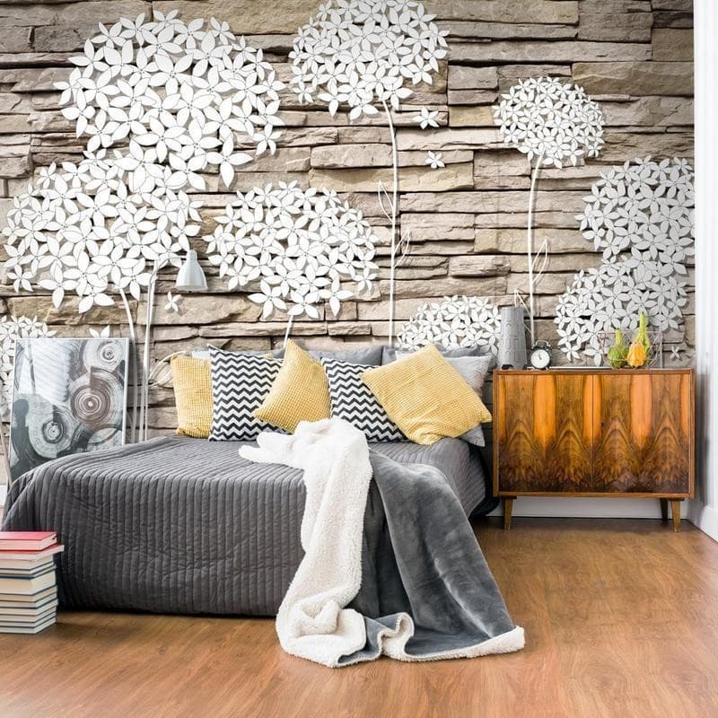 Fotomurale Composizione di fiori sul muro in Carta da parati Collezione Casa - Trebisacce, commercioVirtuoso.it