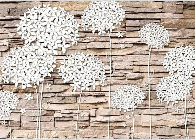 Fotomurale Composizione di fiori sul muro in Carta da parati Collezione Casa - Trebisacce, commercioVirtuoso.it