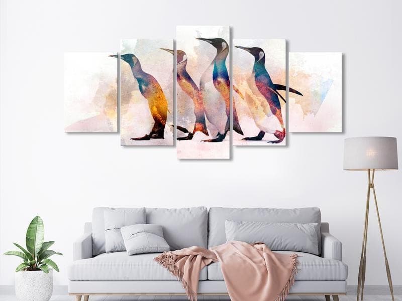 Quadro Penguin Wandering (5 Parts) Wide in Poster e stampe Collezione Casa - Trebisacce, commercioVirtuoso.it