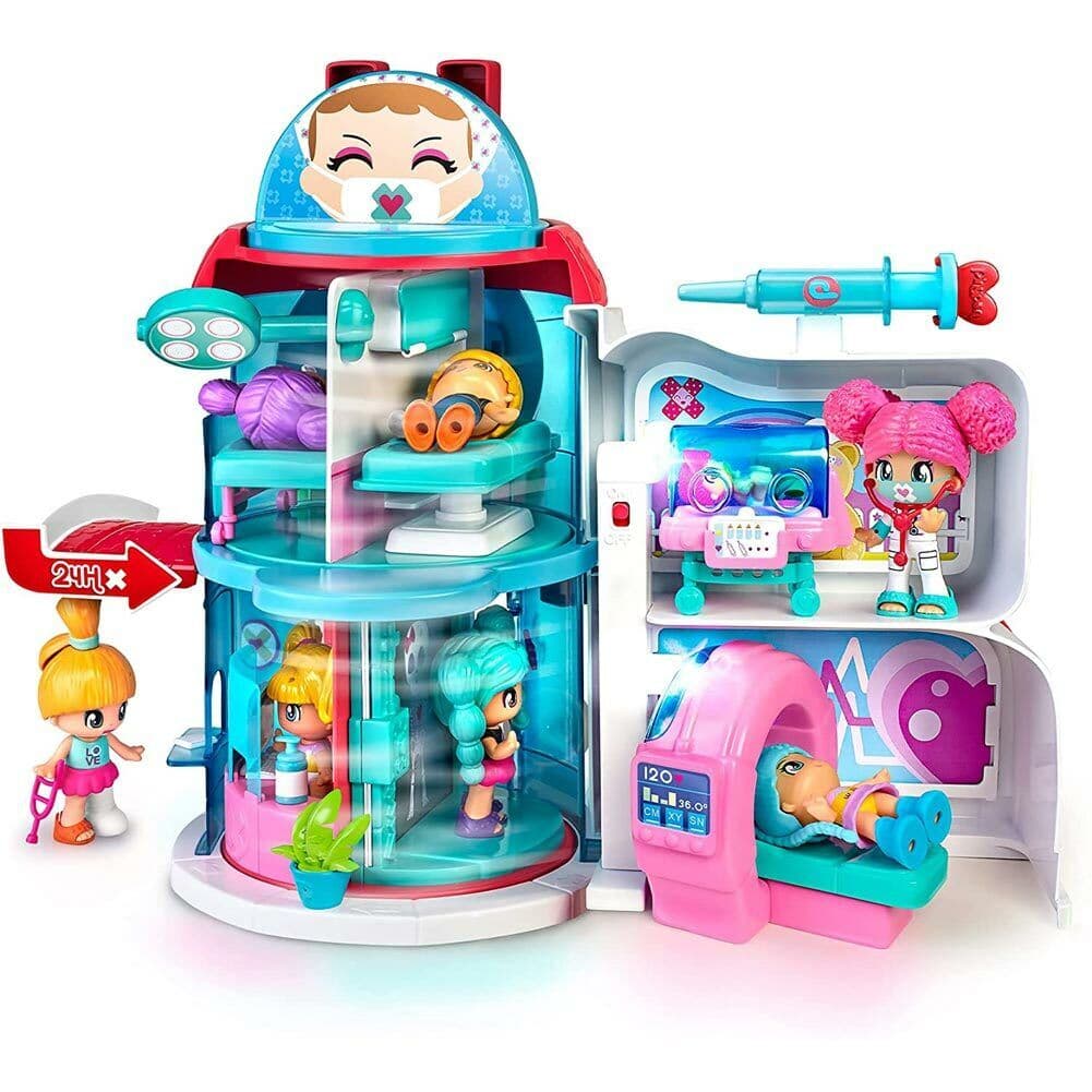 Pinypon Playset Ospedale Edificio Girevole 6 Stanze con luci + Bambola Dottore
