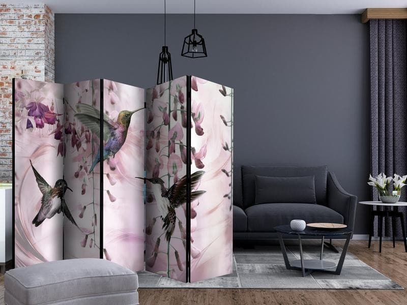 Paravento Flying Hummingbirds (Pink) II [Room Dividers] in Paraventi Collezione Casa - Trebisacce, commercioVirtuoso.it