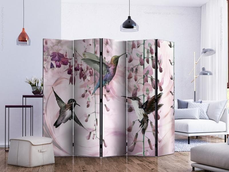 Paravento Flying Hummingbirds (Pink) II [Room Dividers] in Paraventi Collezione Casa - Trebisacce, commercioVirtuoso.it
