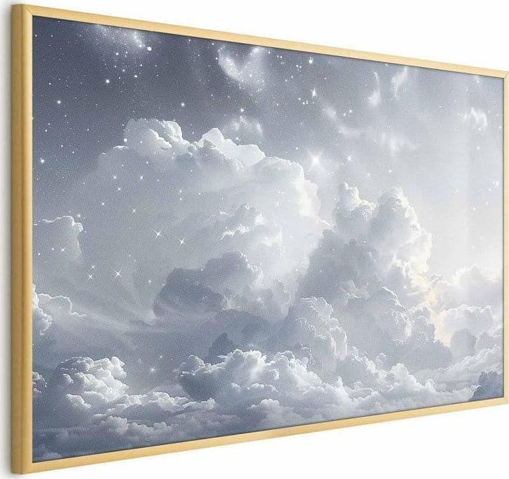 Poster - Astral Calm: Stars Scattered Over Delicate Clouds in Poster e stampe Collezione Casa - Trebisacce, commercioVirtuoso.it