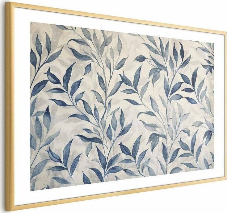 Poster - Delicate Botanical Motif with Blue Leaves in Poster e stampe Collezione Casa - Trebisacce, commercioVirtuoso.it
