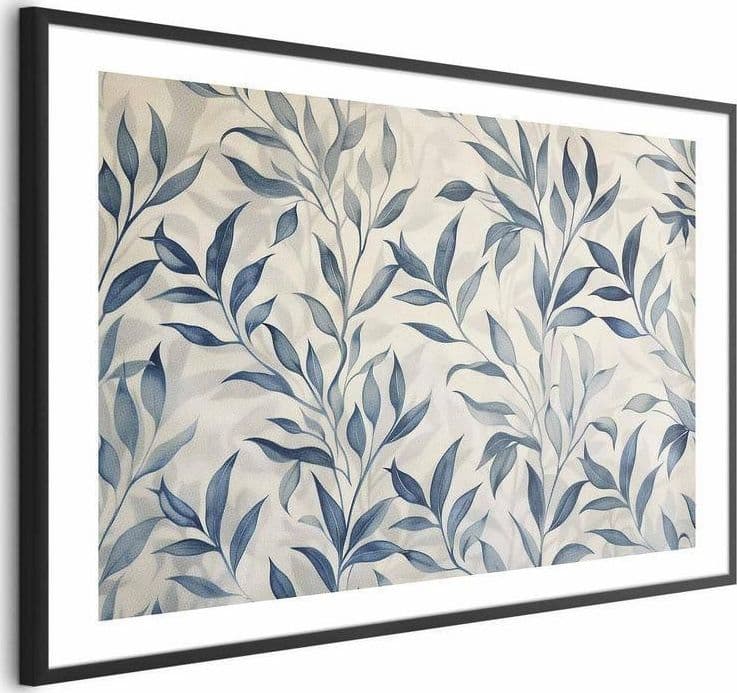 Poster - Delicate Botanical Motif with Blue Leaves in Poster e stampe Collezione Casa - Trebisacce, commercioVirtuoso.it