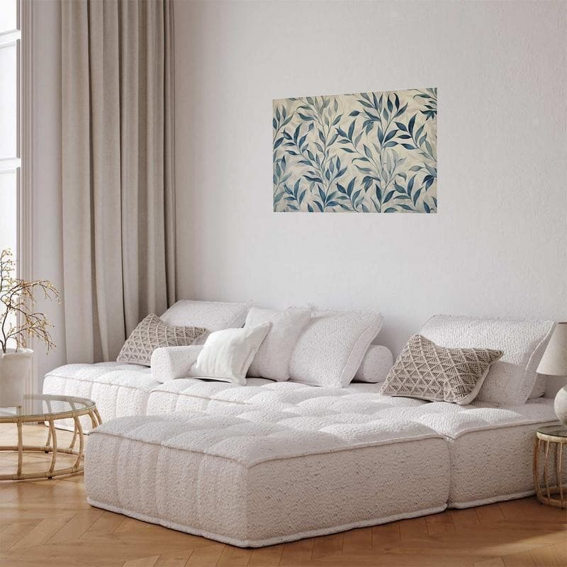 Poster - Delicate Botanical Motif with Blue Leaves in Poster e stampe Collezione Casa - Trebisacce, commercioVirtuoso.it