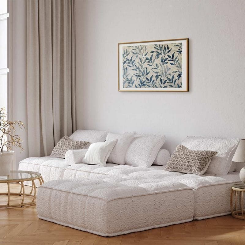 Poster - Delicate Botanical Motif with Blue Leaves in Poster e stampe Collezione Casa - Trebisacce, commercioVirtuoso.it